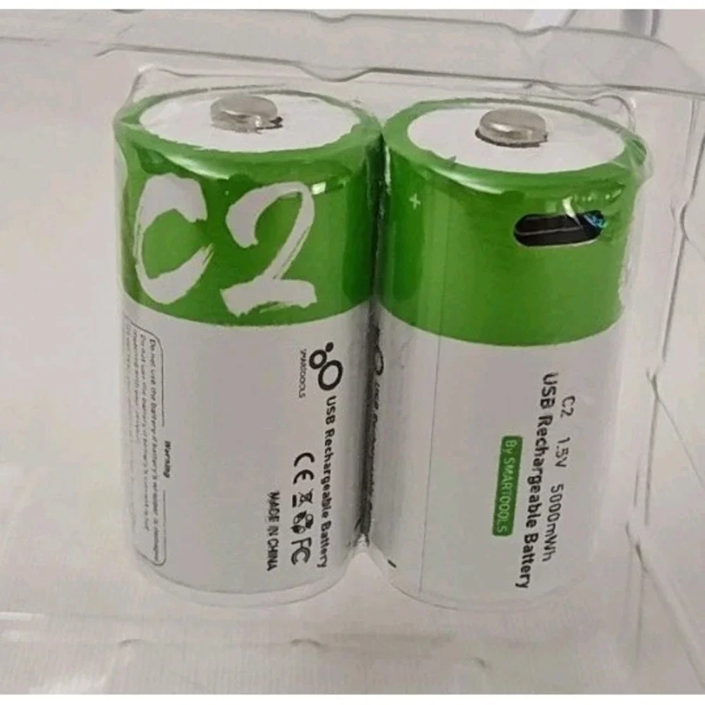 Rechargeable C Batteries, 2-Count (Pack of 2)‎ With cord NEW!